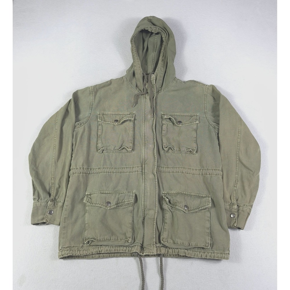 Urban Outfitters Jacket Womens Small Green Hooded Utility Canvas Army Parka